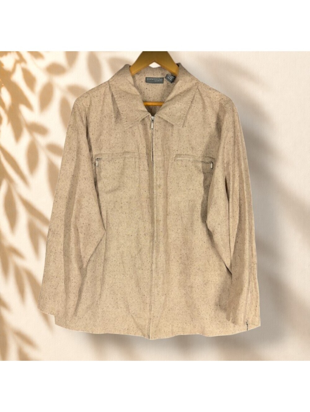 Relativity Jacket Women 2X Plus Brown Full Zip Collared Long Sleeve Pockets